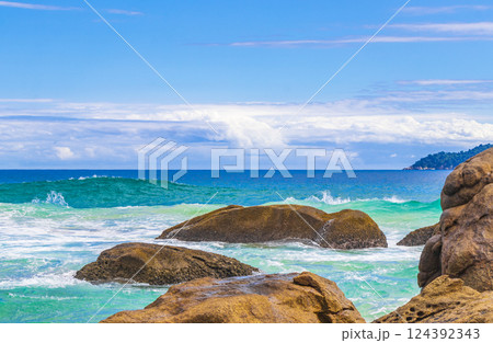 Rocks waves Praia Lopes Mendes beach Ilha Grande island Brazil. Rocks waves Praia Lopes Mendes beach Ilha Grande island Brazil. 124392343