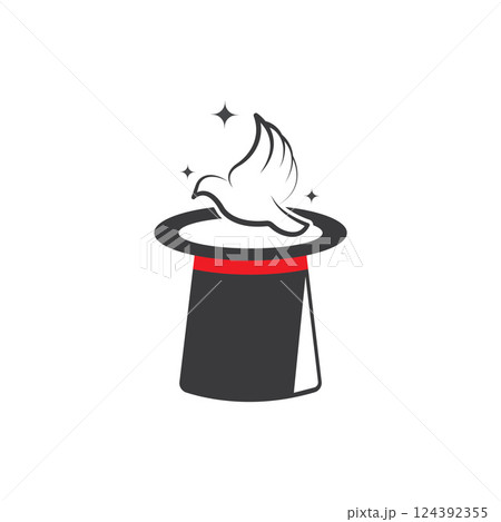 Dove flying out of a top hat 124392355