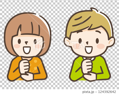 Illustration of satisfied children Illustration of satisfied children 124392642