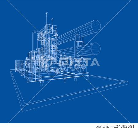 Petroleum heater exchanger. Vector rendering of 3d Petroleum heater exchanger. Vector rendering of 3d 124392681