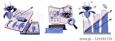 Robot analytics set - cute chatbot assistant 124392720