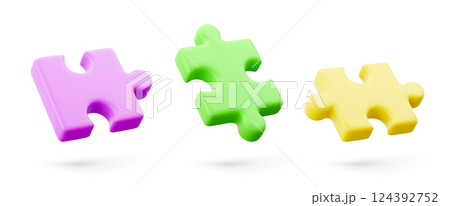 Colorful 3d puzzle pieces in pastel hues 124392752