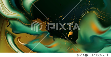 Abstract turquoise, golden watercolor pattern Abstract turquoise, golden watercolor pattern 124392781