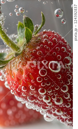 strawberry with sparkling water 124392837