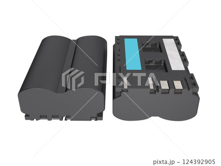 デジカメ　デジタル一眼レフ　ミラーレスカメラなどのリチウムイオンバッテリー(3DCGイメージ) 124392905