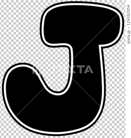 Black capital letter J with white border Black capital letter J with white border 124392954