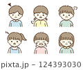 男の子女の子のネガティブ表情イラストセット 124393030