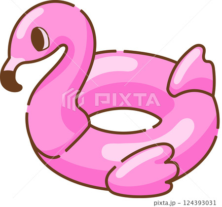 フラミンゴの浮き輪のイラスト フラミンゴの浮き輪のイラスト 124393031