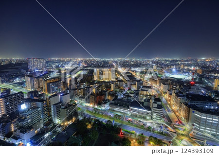 川崎市役所からの都市夜景 川崎市役所からの都市夜景 124393109