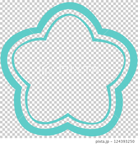 水色の二本の線の和風なな花 水色の二本の線の和風なな花 124393250