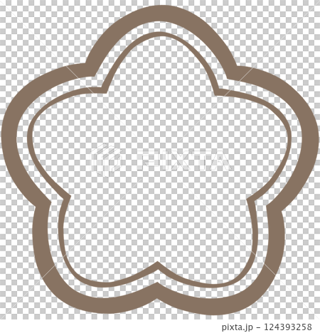 日式七花兩道棕線 124393258