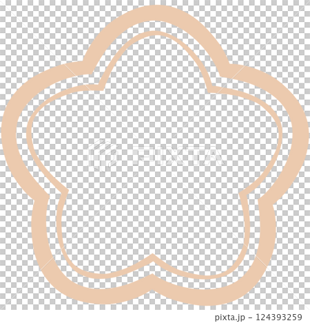 Japanese style seven flowers with two thin orange lines 124393259