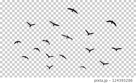 飛ぶ鳥の群れのシルエットベクターイラスト 124393286