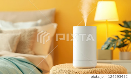 Modern humidifier in cozy bedroom 124393452