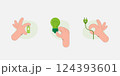 Set of Hand Holding battery, light bulb and plug.  Green Energy concept icons. Sustainability, ecology and environment Development concept. Vector Illustration. 124393601