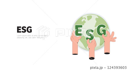 Save the Earth. ESG concept. Sustainable ecology and environment conservation concept design. Vector illustration. Save the Earth. ESG concept. Sustainable ecology and environment conservation concept design. Vector illustration. 124393603