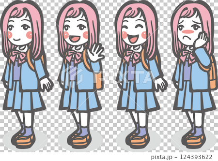 女性的感情(女高中生、女國中生、女高中生、笑聲、問候、煩惱) 女性的感情(女高中生、女國中生、女高中生、笑聲、問候、煩惱) 124393622