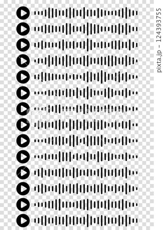 Audio wave icon sound song podcast set or voice message on transparent isolated background. Voice message. Vector illustration 124393755