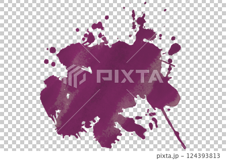 Dark purple brush paint stain isolated on transparent background 124393813