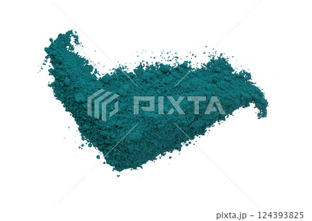 Green powder isolated on transparent background. 124393825