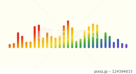 Audio wave. Multicolored rainbow icon sound song. EQ. Podcast wave. Symbols on isolated background. Voice message. Vector illustration. Audio wave. Multicolored rainbow icon sound song. EQ. Podcast wave. Symbols on isolated background. Voice message. Vector illustration. 124394015