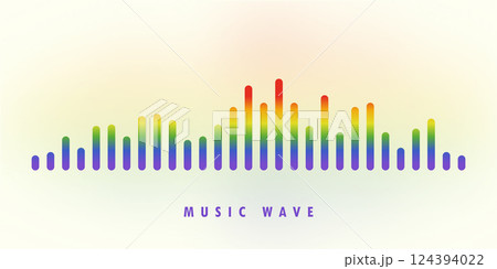 Colorful sound wave equalizer. Background ui design musical sound wave. Vector illustration. 124394022