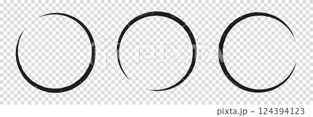 Sketch of circular doodles with a marker. Set of circular frames. Collection hand drawn round shape. Vector illustration on a transparent background. 124394123