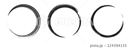 Collection hand drawn round shape. Sketch of circular doodles with a marker. Set of circular frames. Vector illustration on a isolation white background. 124394135