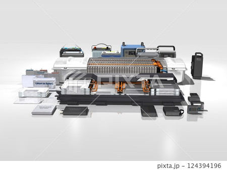 ポータブル電源 全固体電池 電動自転車、モバイル、車、デジカメなどバッテリー多数(3DCGイメージ) ポータブル電源 全固体電池 電動自転車、モバイル、車、デジカメなどバッテリー多数(3DCGイメージ) 124394196