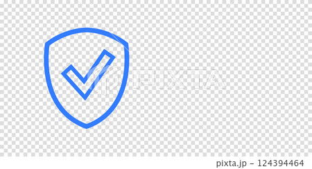 Banner with check shield. Safe information. Concept security protection. Vector illustration. 124394464