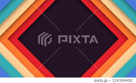 Abstract 1970s 1980s 1960s 1950s colorful background with geometric element and retro colors. Realistic design in futuristic retro style. Funky style vector illustration. 124394492
