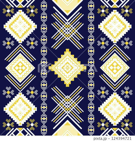 geometric pattern triangle and square shape in native fabric and carpet, vector illustration design 124394721