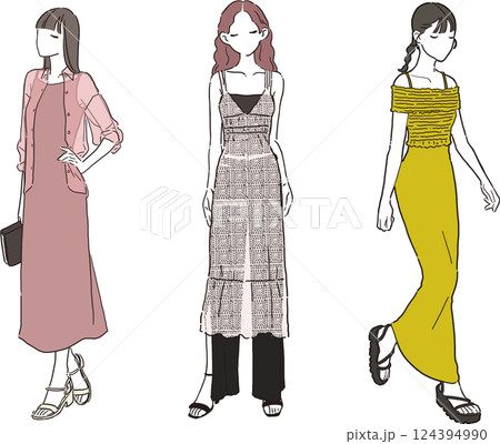 リゾートスタイルをテーマにしたシンプルなイラスト 124394990