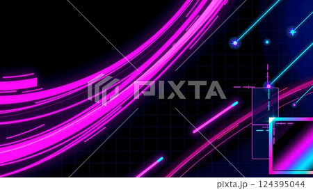 サイバー空間に広がる青い光の背景 124395044