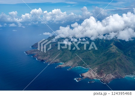Aerial view of Hiva Oa in the Marquesas Islands, French Polynesia 124395468
