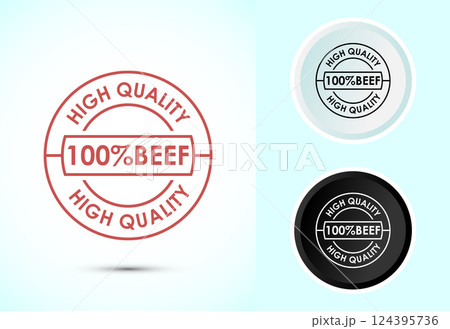 High quality beef icon design illustration, High quality beef meat badge, Fresh meat label, Color black and white High quality beef icon design illustration, High quality beef meat badge, Fresh meat label, Color black and white 124395736