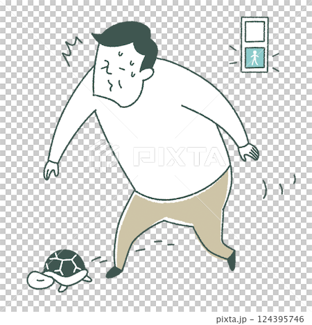 早く歩けない高齢男性 124395746