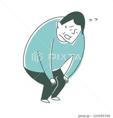 膝が痛く疲れやすい高齢男性 124395748