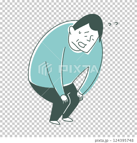 膝が痛く疲れやすい高齢男性 124395748