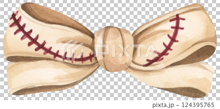 Watercolor coquette illustration of motherhood and sports featuring baseball and soft bow style. Watercolor coquette illustration of motherhood and sports featuring baseball and soft bow style. 124395765