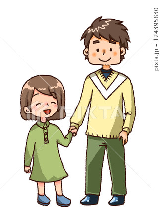 手を繋ぐ親子（父親と娘） 124395830