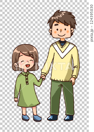 手を繋ぐ親子（父親と娘） 124395830