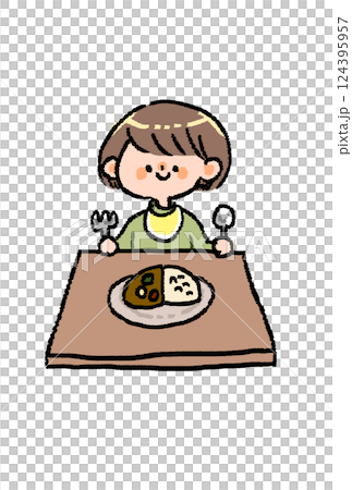 カレーを食べる子ども 124395957