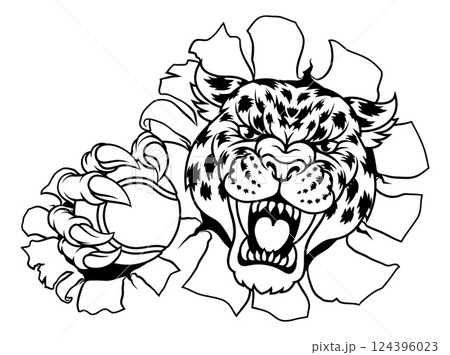 Jaguar Leopard Cheetah Panther Tennis Mascot 124396023
