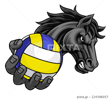 Horse Mustang Stallion Volleyball Sport Mascot 124396057