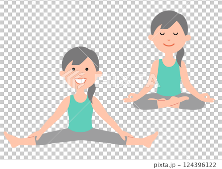 Young woman yoga poses set of 2 124396122
