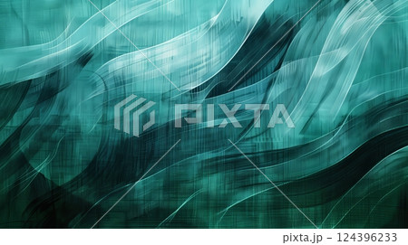 Abstract, textured background with intricate patterns in vibrant turquoise, lush green, and deep black. 124396233