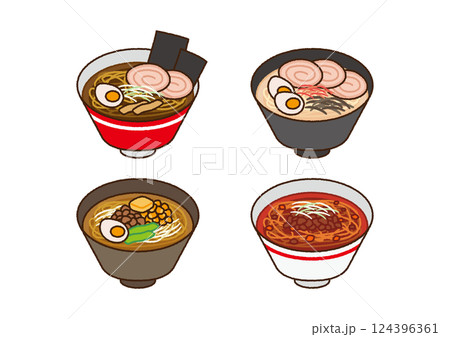 ラーメンのベクターイラストセット ラーメンのベクターイラストセット 124396361