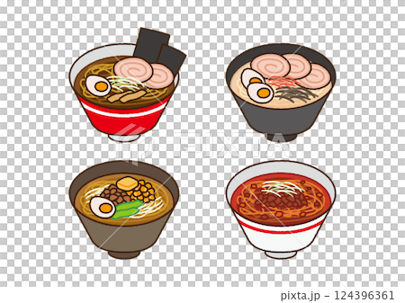 ラーメンのベクターイラストセット ラーメンのベクターイラストセット 124396361