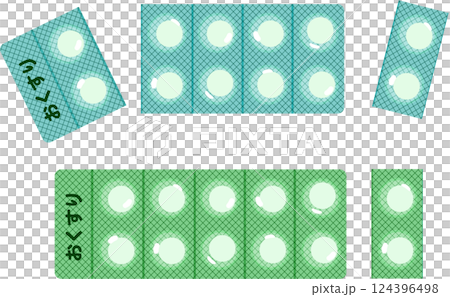 分かれた錠剤のイラスト 124396498